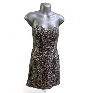 $595 Milly Black and Metallic Gold Strapless Dress Sz 4